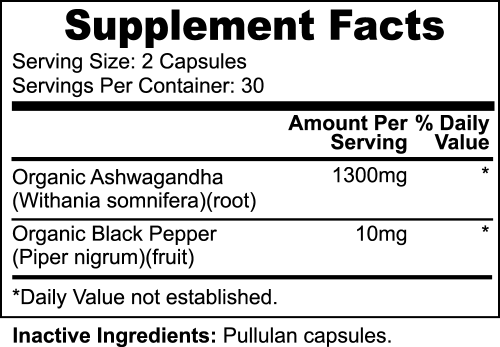 Organic Ashwagandha with Black pepper - Adaptogents